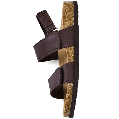 Image of Torotto Girls Boys Sandals with Cork Footbed Adjustable Straps Summer Glitter Slides Sandals Open Toes Flat for Kids Toddler