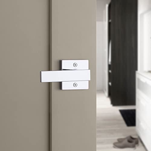 Image of Kwikset Singapore Interior Privacy Door Handle with Lock, Door Lever For Bathroom and Bedroom, Polished Chrome Reversible Keyless Turn Lock