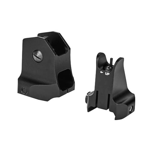 Tactical Fixed Front Rear Iron Sight Combo,D Scope Sight Fit 20mm Picatinny Rail, Black
