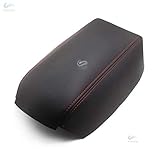 Black With Red Thread Microfiber Leather Center Console Lid Armrest Pad Cover Fits for Honda Civic 8th Gen 2006 2007 2008 2009 2010 2011