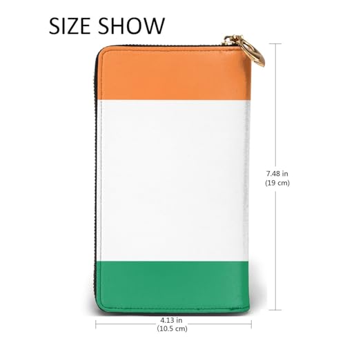 Irish flag Women's Wallet Long Zip Around, Premium Vegan Leather Wallet with 12 Card Holders, Large Capacity,Gift Ready Packaging2