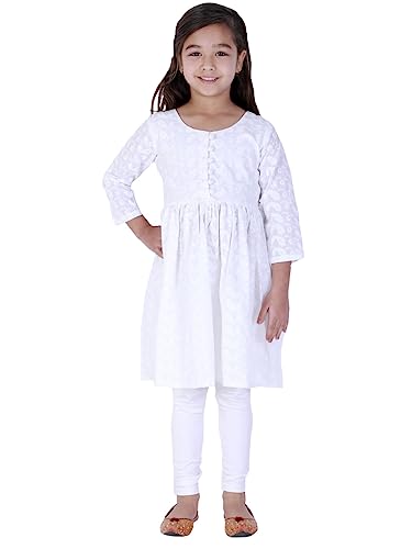 Image of VASTRAMAY Girls Cotton Kurta Set - Chikankari Embroidery EID Festival