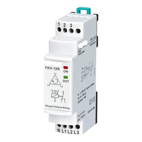 Relais de phase triphasé FKV-12N protège des coupures de neutre en 380V CA