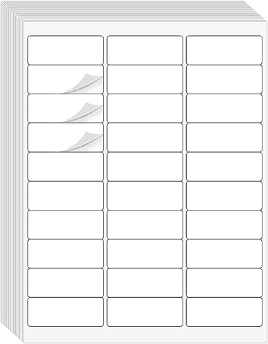 Image of 1 inch x2-5 /8 Address Labels, 900 Label Stickers Printable White Address Labels Personalized, for Laser /Inkjet Printing - 30 Per Page (30 Sheets)