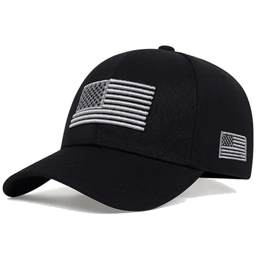 Image of IZUS Women USA-Flag Baseball-Cap American Patriotic Baseball Hats Men's Distressed-Cotton Dad-Hat for Adult Teens
