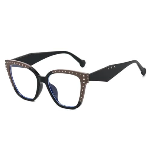 Lunettes de soleil UV400 à rivets avec monture transparente et léopard