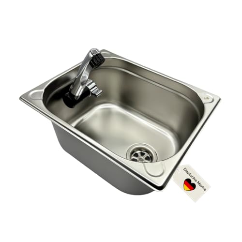 madelee Camping Spülbecken/Waschbecken Set aus Edelstahl 32,5 cm x 26,5 cm...