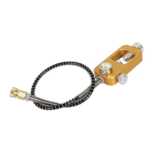 CAQYPVH タンク リフィルアダプター 圧力計搭載 アダプター 充電バルブ交換 大小ボトル対応 ホース連結 防水設計 高耐久 水中活動に適用, ホース付きゴールド