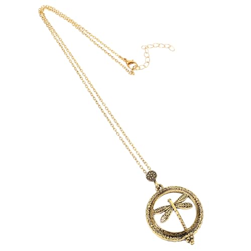 ibasenice Collar Colgante de Lupa de Libélula Dorado Elegante y Único de Aleación y Vidrio para Ocasiones Obsequios y Fiesta de Cumpleaños