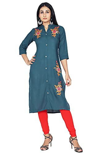 Image of Mehsoos Women's Rayon Embroidered Straight Kurta /Ethnic wear /Tradtional Wear Beautifull Color and Size (KKUT002