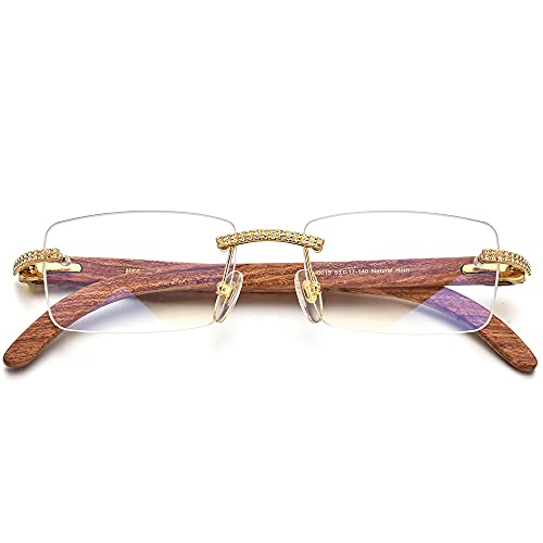 Image of HEPIDEM 100% Really Buffalo Horn Handmade Sun Glasses Square Rimless Luxury BUffs Sunglasses 0816