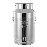 35L/9.3gal Milk Can with Spigot - 304 Stainless Steel Water Dispenser Food Storage Container for Liquid & Dry Goods, Wine Pail Bucket Metal Tote Jug for Kitchen, Farm