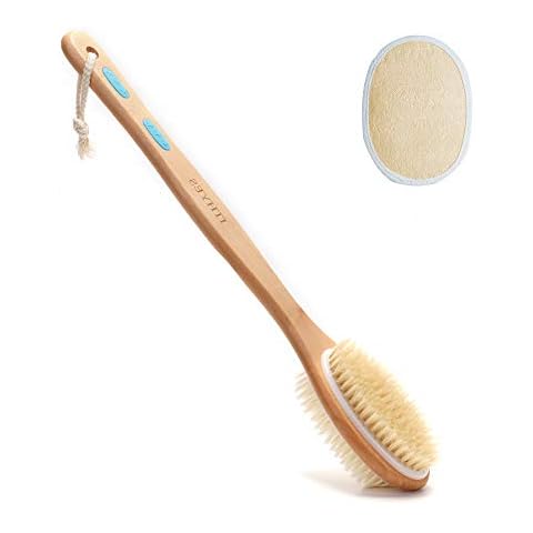 Ithyes Double-Sided Shower Brush with Loofah Cover