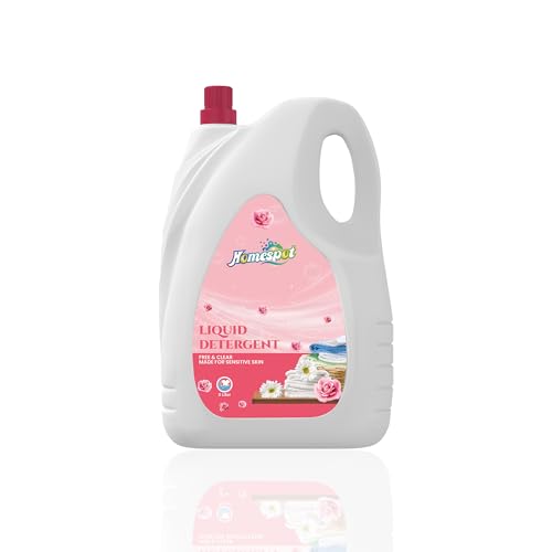 Image of HOMESPOT liquid detergent, top load front load, detergent liquid for washing machine - balanced PH, Non-toxic (5 Liter, Rose)