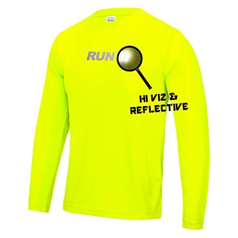 MovoBright Winter Running Tops Men, Long Sleeve Running Tops Mens, Mens Hi Viz Run Top, Winter Running Clothes Men, Fluorescent Running Top Men, Reflective Safety for Male Runner, (L-44) Cover