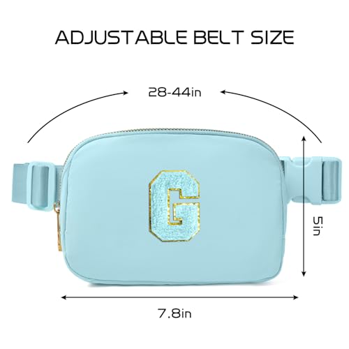 Image of Gitus Gifts for 8 9 10 11 12 Year Old Girls Belt Bag Fanny Pack Crossbody Bags with Initial Letter Patch Cute Stuff Birthday Gifts for Teen Girls Women Personalized Trend Stuff (Icing Blue-G)