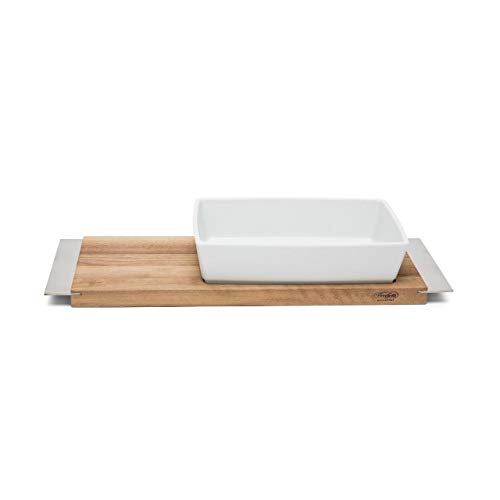 SWEET HOME Set Gourmet Rectangulaire Tranchoir en Bois et Rectangulaire Porcelain cod.RL00781LU cm 8,5h by Varotto & Co.