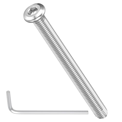 Image of METALLIXITY Flat Head Hex Socket Cap Screws Bolts(M8-1.25x90) 10Pcs, with Wrench Steel Hex Socket Furniture Bolts Screws - for Furniture Woodworking Project, Silver Tone
