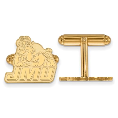 14k Yellow Gold James Madison University Dukes JMU School Letters and Mascot Cuff Links Set 15x19mm
