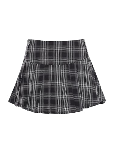 Women Adult Zipper Pleated Plaid Mini Skirts School Girl Anime Skirt Gothic Streetwear3