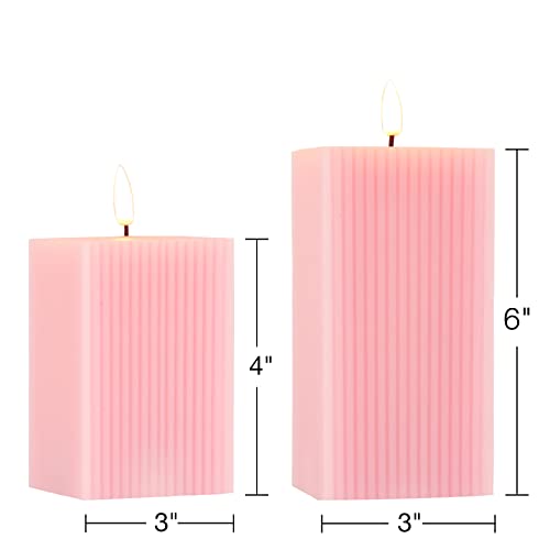 Velas LED rosas de rayas cuadradas pack de 2 para decoración de salones 3