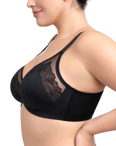 Image of HSIA Minimizer Bras for Women Enchante Lace Underwire Bra for Heavy Breast | Full Coverage, Breathable in Summer, Plus Size, Supportive, Unlined, Lifting, Back Fat Smoothing, Offer Natural Shape, Soft