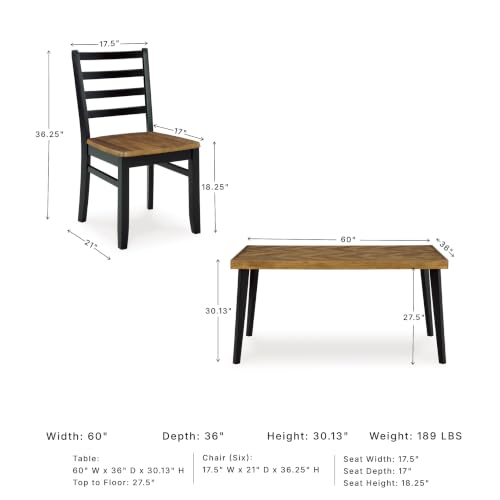 Image of Signature Design by Ashley Blondon 7-Piece Wood Dining Table Set for 6 | Rubberwood solids, Acacia veneer, MDF substrates, Solid wood frames, Wipe-clean hard seats for easy maintenance