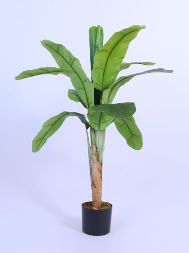 Image of ARICK DECOR 4Ft Artificial Bird of Paradise Plant in Pot, 4ft Realistic Faux Banana Leaf Tree for Home Office Decor, Living Room & Balcony, Green
