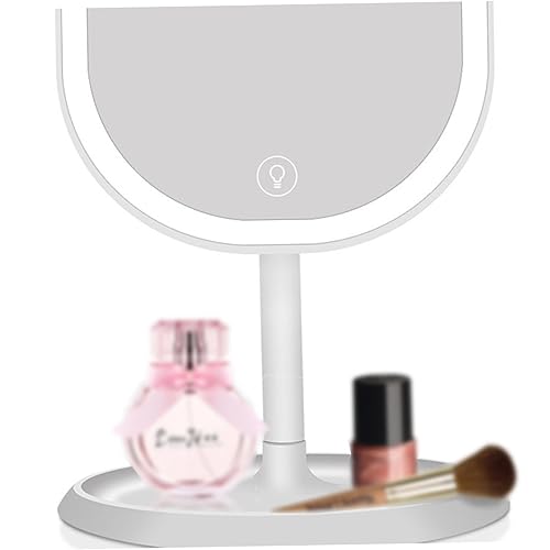 Espejo de maquillaje LED con pantalla táctil y base giratoria miniatura 4
