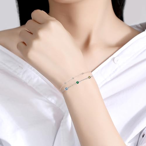 POPLYKE 925 Sterling Silver Crystal Chakra Bracelet Layered Chain Bracelet for Women Crystal Chakra Jewelry4