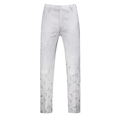 MOGU Floral Dress Pants for Men Waist 31 White