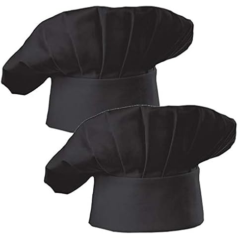 Hyzrz Chef Hat Set of 2 Pack Adult Adjustable Elastic Baker Kitchen Cooking Chef Cap (Black) Cover
