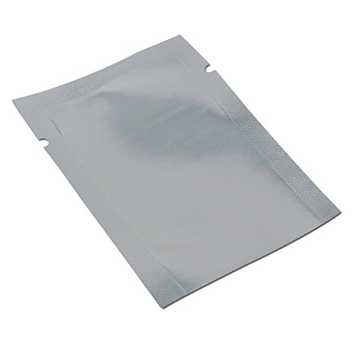Silver Aluminum Foil Pouch Heat Seal Front Window Plastic Mini Open Top Flat Vacuum Packaging Mylar Bag Food Small Sample Mylar Storage with Tear Notch (200, 1.9x2.7 inch)