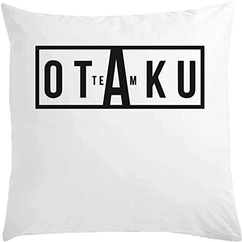 Team Otaku - Almohada japonesa divertida de 40 x 40 cm, color blanco