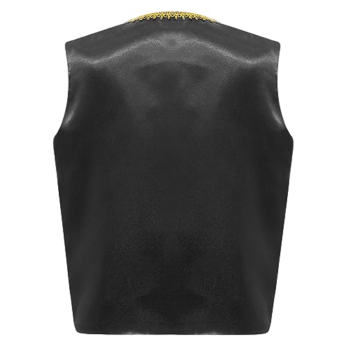 renvena Boys Arabian Prince Vest Kids Halloween Open Front Golden Dressy Waistcoat Party Outfits2
