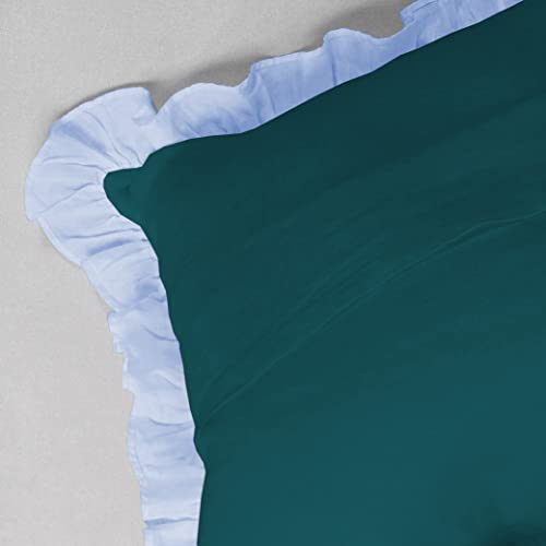 Image of YRM Bedding's Ruffle Beautiful Cushion Cover | Super Soft Elegant Premium Microfiber Frill Cushion Cover Set of 2 (20 inchx20 inch Inches) (Teal /Light Blue)
