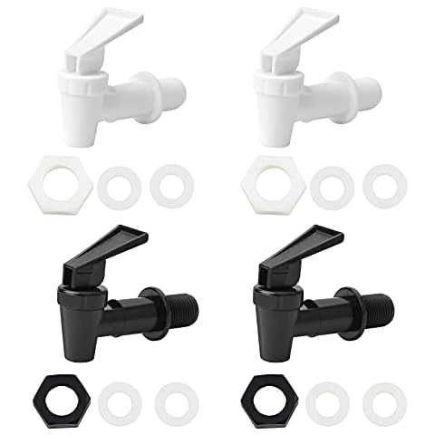 4 Stück Kunststoff Getränkespender Zapfhahn,Wasserspender Ersatzzapfen, Ersatzhahn, geeignet für Kalte und heiße Getränke, für Bierfass, Glas, Kaffee, Saft, Trinkbrunnen, Schwarz und Weiß Cover