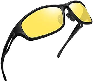 Joopin Night Vision Glasses Men Women, Sports Night Driving Glasses Sunglasses Anti Glare UV Protection (Black Yellow)