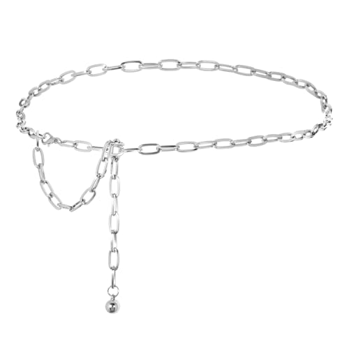 Metal Chain Belt for Women, Chain Belts Adjustable Silver Body Chains Trendy Western Plus Size Waist Belt with Long Tassel for Women Girls Jeans Pants Dresses