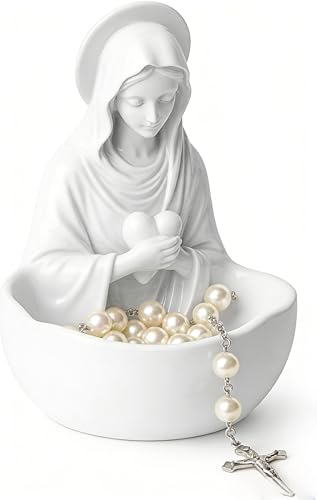 Estatua Virgen María Porta Rosario en Resina Blanca