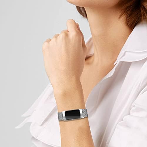 surundo Compatible with Fitbit-Charge-5-Strap for Women Men, Magnetic Clasp Stainless Steel mesh Loop Adjustable Metal Band Strap Replacement for Fitbit Charge 5 Advanced Fitness & Health Tracker