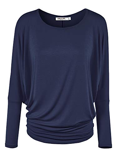 WT826 Womens Batwing Long Sleeve Top S Navy