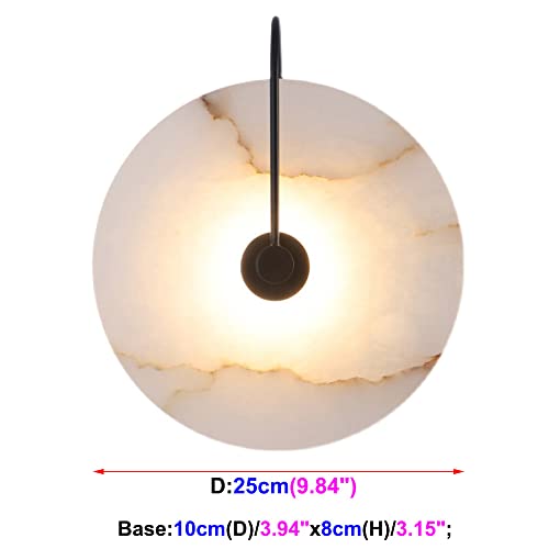 Image of Retro 5W Wall Lamp Fixture 10 inch Marble Stone Round Lampshade Bedroom Bedside Light LED SMD 2835 Wall Mounted Light Indoor Lighting Hotel Living Room Warm White 3000K Black