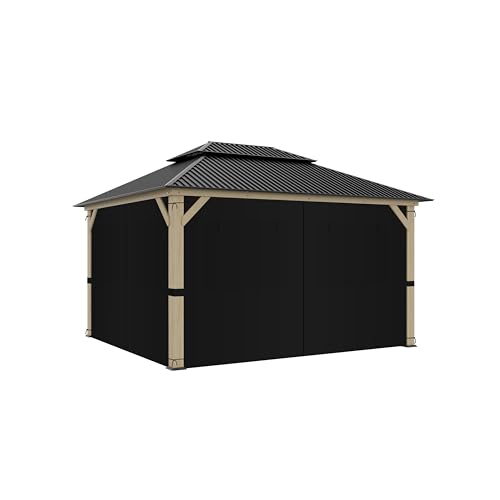 Gazebo Curtains 10'x12' Gazebo Universal Replacement Privacy Curtains with Mosquito Windows - Closable Screen with Zipper 2 in 1 Design 4-Panels Protecting Shade Set (with Neting Windows)-Black - Image 7