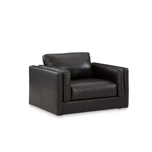 Signature Design by Ashley Amiata Modern Leather Match Upholstered Oversized Chair, Black