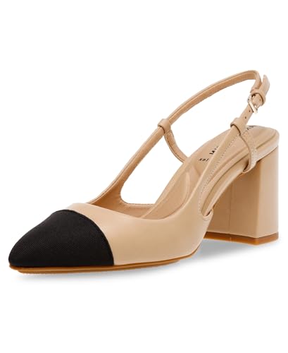 Anne Klein Womens Brooklyn Faux Leather Pointed Toe Slingback Heels