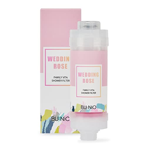 BU:NiO Family Vitamin C Shower Filter 5.29Oz - Aroma Scented Shower Head Filter, Hard Water Softener, Chlorine & Rust Remover, Water Purifying, Helps Dry Skin&Hair Loss(Wedding Rose)