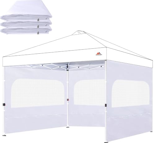 SCOCANOPY Sidewall for 12x12 Canopy Frame with Mesh Window and Zipper 3 Pieces Sunwalls Only (White)