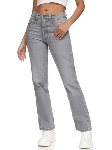 REPUBLIX Damen Mid Waist Loose-fit Denim Jeans Basic RJ-1002 Grau 40