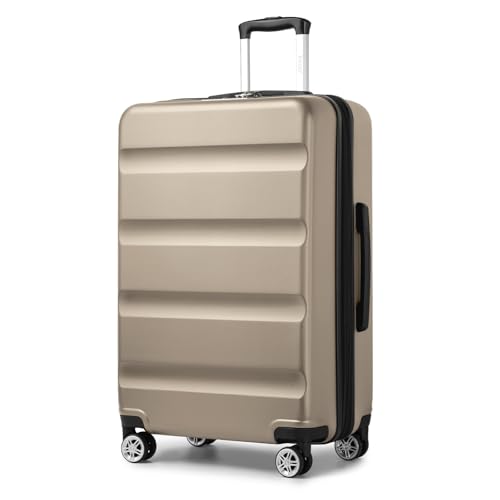 KONO Koffer Trolley Groß Erweiterbares Hartschalengepäck Leichte Koffer XL mit TSA-Schloss und 4 Doppelspinnrollen ideal für Reisen und Business 75x47.5x29.5cm, Gold